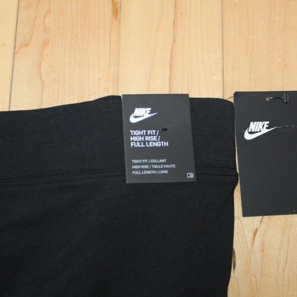 NWT WOMEN'S NIKE JUST DO IT LEGGINGS BLACK WHITE PLUS REGULAR - Picture 4 of 5